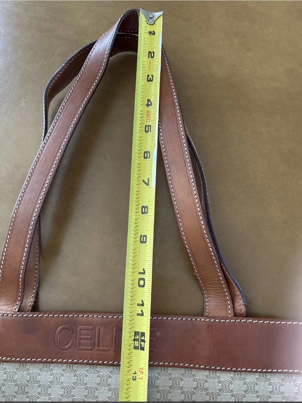CELINE Vintage Large Celine Triomphe PVC And Leather Tote - Picture 13 of 13